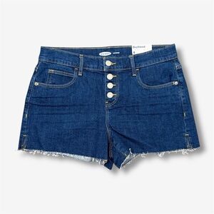 NWT Old Navy Women’s Dark Wash Blue Button-Front Boyfriend Denim Shorts Size 4